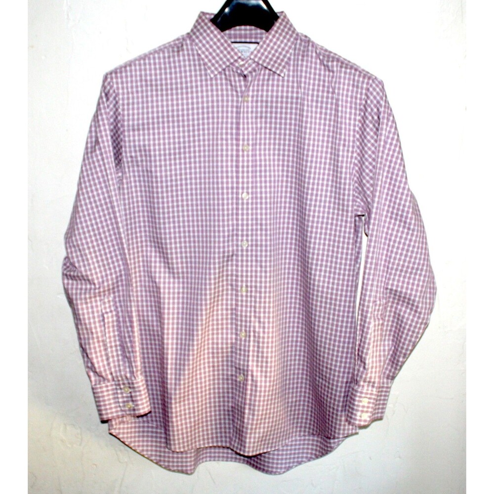 Charles Tyrwhitt long sleeve Shirt Men 16.5 35 classic fit non iron plaid purple